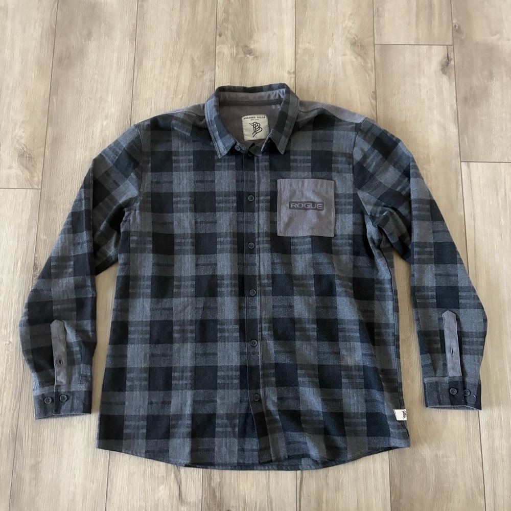 Branded Bills Men's Long Sleeve Workshop‎ Flannel Shirt Gray Rogue Large